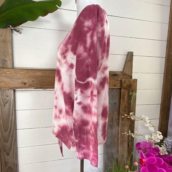 C & C California Pink White Waffle Knit L Tee NWT - Picture 7 of 10